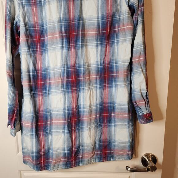 J. Jill Denim Brand Womens Plaid Top Sz Small Longer Length Button Front Casual - Picture 7 of 7